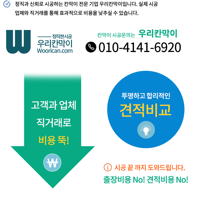 투명하고 합리적인 견적! 출장비용NO! 견적비용NO!